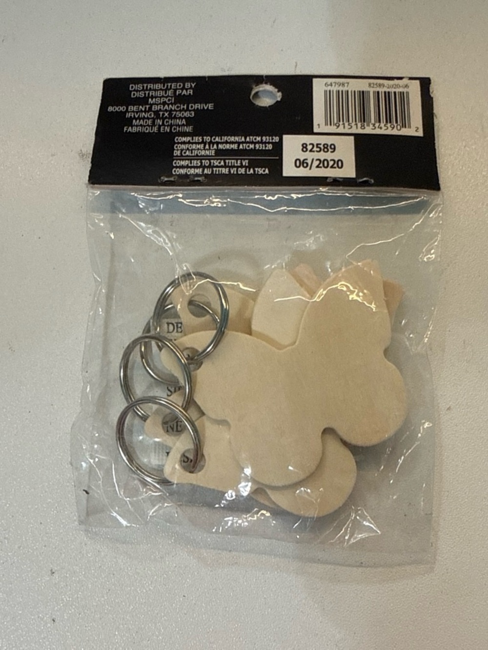Unbranded Cream Wooden Butterfly Keychain Blanks - Pack
